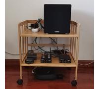 Support Hifi réglable - Étagère audio vidéo en bois pour salon 2 à 5 niveaux pour consoles de jeux Xbox PS5 Switch - Meuble roulant de 53,3 cm à 172,7 cm de haut