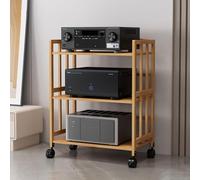 Support HiFi réglable pour médias audio/visuel, stéréo, meuble d'angle pour TV, CD, étagères réglables en hauteur, meuble console multimédia en bois (55,9 x 88,9 cm (l x H)