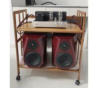 Support HiFi robuste - 2/3/4 niveaux AV Media Cabinet étagère d'angle pour composants audio, lecteur DVD, console de jeu, box TV, routeur WiFi, système stéréo avec roulettes