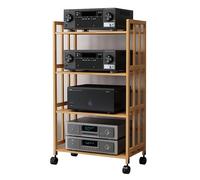Support HiFi robuste - 2/3/4 niveaux AV Media Cabinet étagère d'angle pour lecteur DVD, console de jeu, box TV, routeur WiFi, système stéréo, support mobile avec roulettes