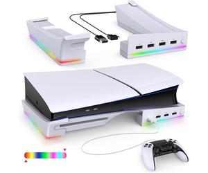Support horizontal IPEGA avec lumière LED RVB pour P5 Slim et P5 Pro, accessoires de console avec 14 modes d'éclairage et ports USB à 4 ports Black