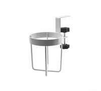 Support horizontal ou vertical pour tasses, verres, bouteilles - Porte-tasses à clipser avec tapis antidérapant en acier inoxydable pour bureau (10 x 11 cm, noir/blanc)