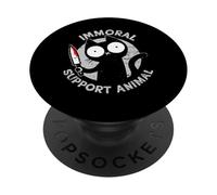 Support Immoral Tueur d'animaux Chat Dark Humour Design PopSockets PopGrip Adhésif