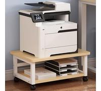Support imprimante avec roulettes verrouillables, Meuble compact à 2 niveaux sous bureau, Chariot d’imprimante mobile avec étagère, Facile à monter, Gain de place pour bureau et maison(Yellow,W 50cm/1