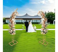 Support incurvé de mariage, support de mariage incurvé 2 PCS, support de toile de fond d'arche, pour cérémonie de mariage et fête DescriptionL'élément floral est essentiel à un mariage parfait. Ce sup