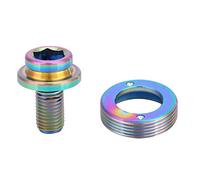 Support Inférieur de Boulon de Manivelle M8 * 15mm, Kit de Boulons de Manivelle de Vélo en Alliage de Titane avec Capuchon Anti-poussière et Rondelle pour Vélo de Route de