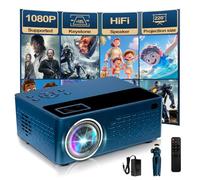 Support intelligent pour projecteurs 4K, livré avec un mini support, mini projecteur avec haut-parleur stéréo, projecteur portable Full HD 1080p, compatible avec clé TV, smartphone, PC, USB (pas