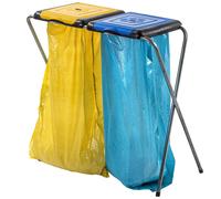 KADAX Porte-Sacs Poubelle pour Intérieur et Extérieur, Support Pratique et Efficace pour les Sacs de Recyclage (Double: Jaune et Bleu)
