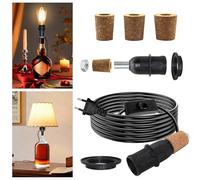 Support Lampe Bouteille, E14 Adaptateur Bouteille pour Douille de Lampe, Kit Lampe Bouteille avec Cable et Interrupteur 240 cm, DIY Lampe Bouteille avec 3 Tailles de Bouchon,Sans Ampoule ou Abat-jour