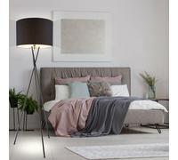 Support Lampe Dielen Récolte Trépied Lumière de Plafond Tissu Abat-Jour, Noir