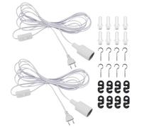 Support lampe douille E27 250V 4A(max.60W) avec Interrupteur Lampe Suspendue Vintage Avec Fiche Fil électrique en Tissu Blanc de 6M Douille Ampoule Cable Suspension Luminaire pour Lampadaires Lustres