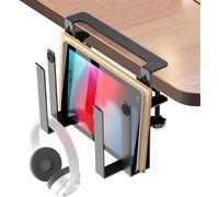 Support Latéral Ordinateur Portable Organisateur Latéral en Métal de Table Rangement Latéral de Bureau Organisateur Latéral Détachable Noir Tablettes Livres (20cm/25cm)
