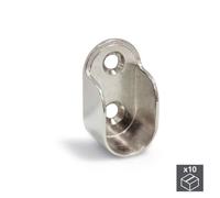 Emuca 7060807 Support latéral pour barre de penderie ovale, Zamack, Nickelé, Lot de 10