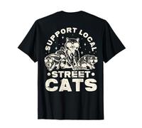 Support Local Street Cats Funny Raton laveur Opossum Cat Art Back T-Shirt