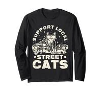 Support Local Street Cats Funny Raton laveur Opossum Cat Manche Longue