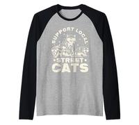 Support Local Street Cats Funny Raton laveur Opossum Cat Manche Raglan