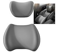 Support Lombaire Et Oreiller Cervical pour Chaise De Bureau Et SièGe Auto avec Sangle RéGlable, Design Ergonomique Confortable(Grey)