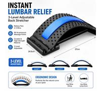 Support lombaire pour étirement du dos, correcteur de posture avec 3 hauteurs réglables (7/9/11 cm), 150 points de massage par acupression