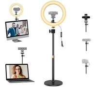 Support lumineux pour webcam, anneau lumineux de 26 cm avec support de bureau et support magnétique compatible avec Logitech C920 StreamCam C922 C930 C925 C615 BrioWebcams