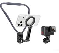 Support Magnétique 2 en 1 pour Téléphone, avec Pince De Fixation pour Lit Et Bras Long Flexible, Idéal pour Le Vlogging. Compatible avec Android, Gopro, Insta360 Et DJI Magnetic+Action Camera