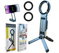 Support magnétique 4-en-1 en aluminium pour téléphone portable - Mousqueton Maglock + mini trépied pliable - Rotation à 360°/180° - Trépied de téléphone portable avec fond triangulaire antidérapant