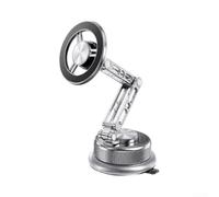 Support magnétique de téléphone de voiture, rotation à 360 degrés pour smartphones, support sous vide en alliage d'aluminium pour tableau de bord et pare-brise (argenté)