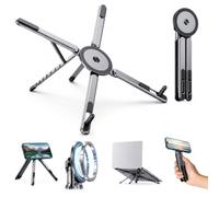 Support Magnétique PC Portable 3 in 1, 8 Hauteurs Réglable Aluminium 4-17" | Support Pliable Stable avec Ergonomique et Très ventilé pour Tablette, Ordinateur portable et Téléphone