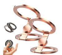 Support magnétique Pliable pour téléphone avec Anneau, Support magnétique pivotant à 360° et « Fidget Spinner », Mains Libres à Double Anneau pour Bureau (Rose Gold*2)