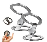 Support magnétique Pliable pour téléphone avec Anneau, Support magnétique pivotant à 360° et « Fidget Spinner », Mains Libres à Double Anneau pour Bureau (Silver*2)