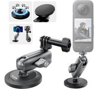 Support Magnétique pour DJI Osmo Action 5 Pro 4 3 GoPro Hero 13 12 11 10 9 8 Max Insta360 X5 X4,Support Voiture avec Bras d'extension en métal Pivot 360° à dégagement Rapide,Accessoires