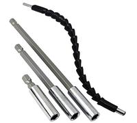 Support magnétique pour douille extension, Yucool 3 pièces 1/10,2 cm robuste Tige hexagonale pour changement rapide 29,5 cm Flexible Foret extension avec vis Foret support - Lot de 4