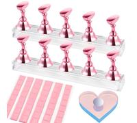 Support magnétique pour faux ongles avec mastic réutilisable pour la peinture des ongles - Fournitures de présentation à domicile ou en salon de beauté (A-rose)