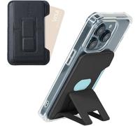Support Magnétique Pour Iphone 12-16 Et Téléphones Portables Universels (Samsung, Vivo, Oppo, Google Pixel), Double Anneau Magnétique, Compartiment Pour Cartes À Ouverture Latérale (Noir