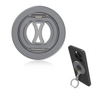 Support Magnétique pour Smartphones (6,7-6,9 Pouces) - Double Anneau,Pivot 360°,Compatible Qi2,pour Fitness/Salle de Sport,Universel Android & iOS - Support Téléphone Voiture,Bureau,Maison (Gris)