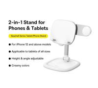 Support Magnétique Pour Tablette Et Téléphone Baseus 2 En 1,90 ° Angle De Vue 30-150 Mm Support D'Extension Réglable En Hauteur Pour Support Iphone Ipad.White.
