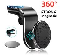 Support magnétique pour téléphone de voiture TILONDEX, fixation sur grille d'aération, rotation, support GPS pour iPhone, Samsung, Xiaomi, Huawei black