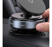Support magnétique pour téléphone portable à ventouse Noir | Bague moletée ouverte et lâche pour une rotation à 360 degrés ; anneau magnétique blanc plus supports à ventouse sans résidus