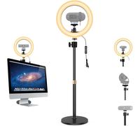 Support Magnétique Pour Webcam Selfie, Anneau Lumineux De 26 Cm Avec Support De Bureau Compatible Avec Les Webcams Logitech Brio 500/Brio 300/Brio 100/Brio 4K/C270 C270I C300