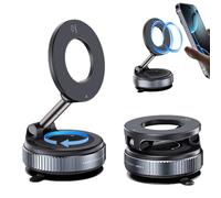 Support Magnetique Telephone Voiture, avec Ventouse Puissante, Support Telephone Voiture Ventouse Rotation à 360°, Pliage à 180°, Convient aux Surfaces Lisses Telles que les Tableaux de Bord, Noir