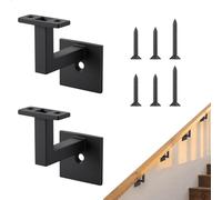 Support Main Courante en Acier Inoxydable avec Vis de Fixation,2 Pièces Support Rampe Escalier pour Balustrade en Bois Oumétal Escaliers Intérieurs Extérieurs,Noir