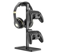 Support Manette, Support Casque, Gamer Porte Manette pour Xbox PS5 PS4 Switch, Headset Stand avec Organisateur de Rangement, Accessoire Bureau Gaming (Noir)