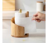 Support Ménage en Bois Massif pour Essuie-Tout de Bureau et de Salon, Grande Capacité, Résistant, Support Épais pour Rouleau de Papier, Idéal pour Salle à Manger ou Salon