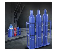 Support Métallique pour Bouteilles D'oxygène Stockage En Garage Ou En Usine | Fixation Au Sol Avec Chaîne De Sécurité pour Un Rangement Sécurisé Des Bouteilles D'oxygène(110x30x80 cm)