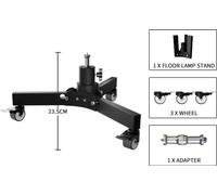 Support métallique pour éclairage au sol, réglable en hauteur, 3 roulettes, double usage pour éclairage, base