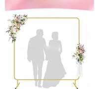 Support métallique pour fond en arc Support de toile fond for arche mariage en métal doré, carré 5 à 6, pieds(6.6ft x 6.6ft)