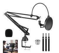 Support micro réglable pour podcast, fixations 3/8"-5/8", bonnette