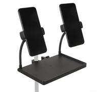 Support Microphone avec Porte-Téléphone pour Paroles(B) | pour plateau 20x14cm, garde médiators et accessoires, idéal pour chanteurs, installation rapide