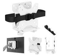 Support Mini PC VESA Maclean MC-115W en Acier Blanc Compatible 50x50 75x75 100x100 Montage Mural ou sur écran Profondeur réglable 17-70mm Charge 5kg Sangle de sécurité Incluse