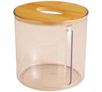 Support minimaliste pour boîte à mouchoirs avec corps en plastique transparent et dessus en bois pour un usage quotidien dans plusieurs pièces (G)