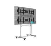 Support Mobile en Aluminium pour Mur Vidéo, 4 Ecrans de 43-55 Pouces (50 kg chacun), avec Roulettes, FSPRO2L-22 Argenté